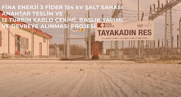 FİNA ENERJİ 3 Fider 154kV Şalt Sahası Anahtar Teslim & 12 Türbin Kablo Çekim, Başlık Yapımı & Devreye Alınması Projesi